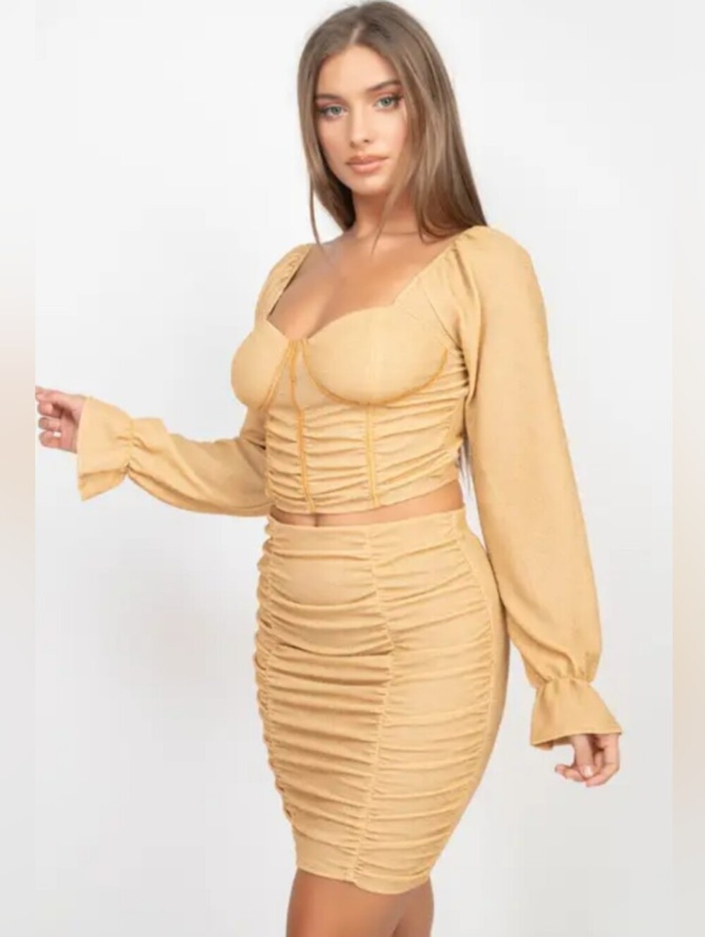 Rose Gold Pencil Skirt Set- Women - Picture 3 of 6
